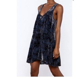 Free People Blue Velvet Ellie Sleeveless Mini Dress Small